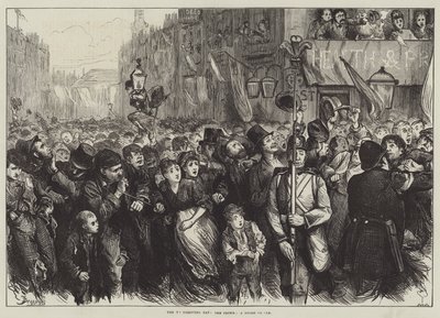The Thanksgiving Day, the Crowd, a Rough Corner by Frederick Barnard